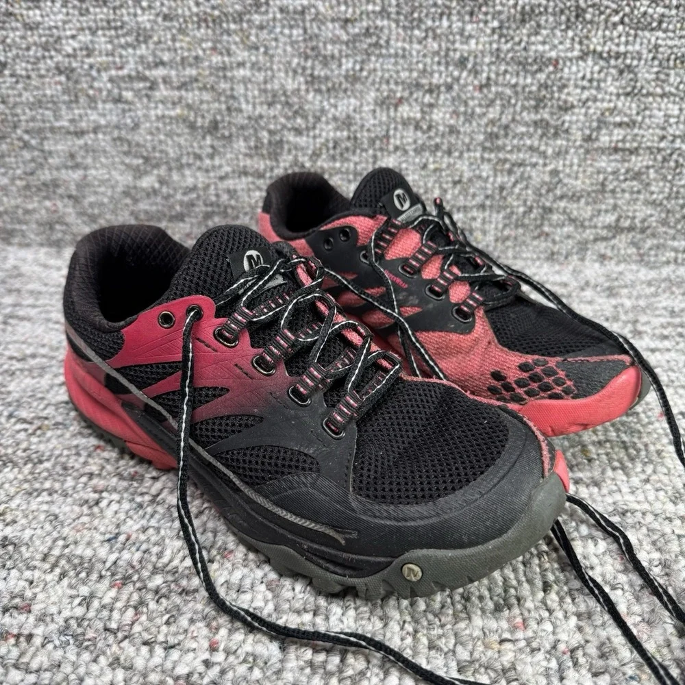 Merrell Shoes Womens 8 All Out Charge Trail Running Hiking Black Red J03962
